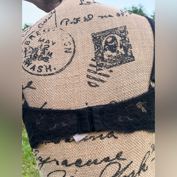 Victorias Secret DREAM ANGELS Lined Demi Bra • black lace & white trim • 34DD • - Picture 2 of 16